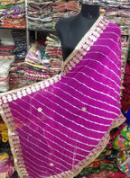 Rajasthani Lahariya Chiffon Dupatta: Lace & Latkan Wedding Scarf