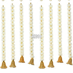 Mogra Bell Garland: White & Gold Artificial Flower String (Pack of 8)