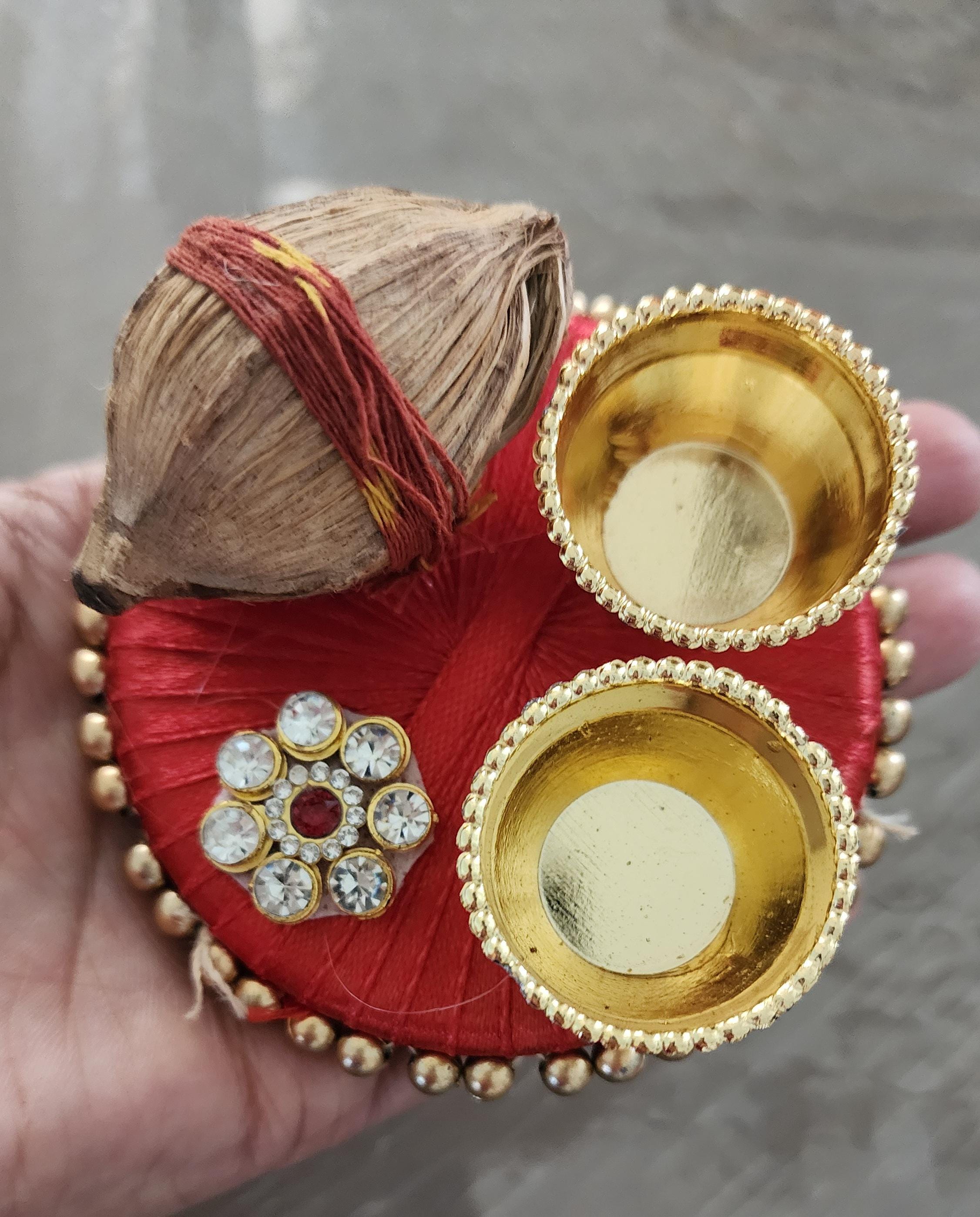 Handmade Haldi Kumkum Plate: Pooja Decor, Mehndi Favors