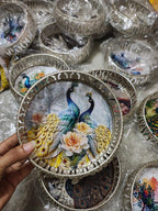 Peacock Decor German Silver Tray: 6 Inch Pooja Thali