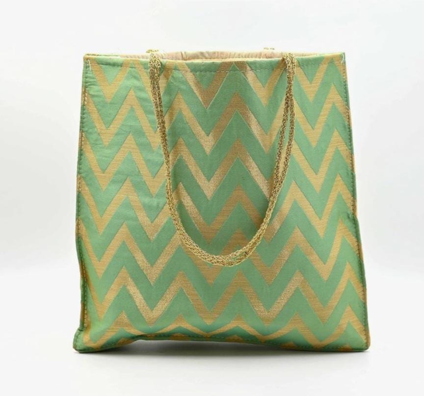 Zig Zag Silk Favor Bag: Gota Trim, Indian Wedding Return Gift