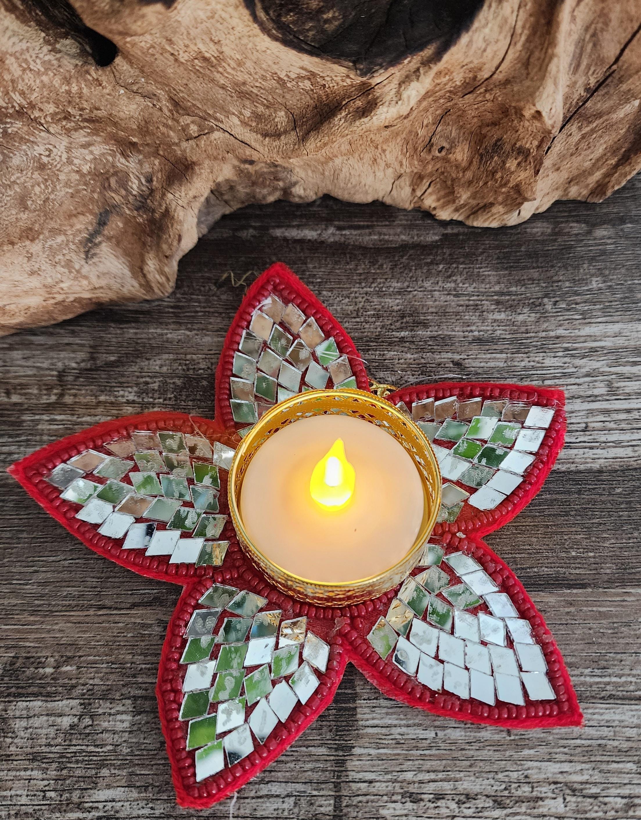 Mirror Work Tea Light Holder: Handcrafted Diwali Pooja Decor