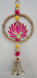 Lotus Garland with Gold Ring: Diwali Decoration, Temple Decor - 12 Inch.