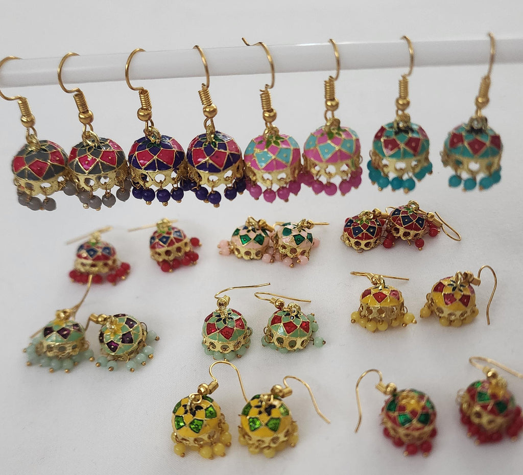 Handmade Meenakari Jhumka Earrings: Indian Wedding Jewelry