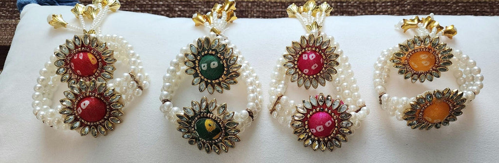 Bandhani Print Bracelet Ring Set: Sangeet Wedding Party Favors Navratri Gifts