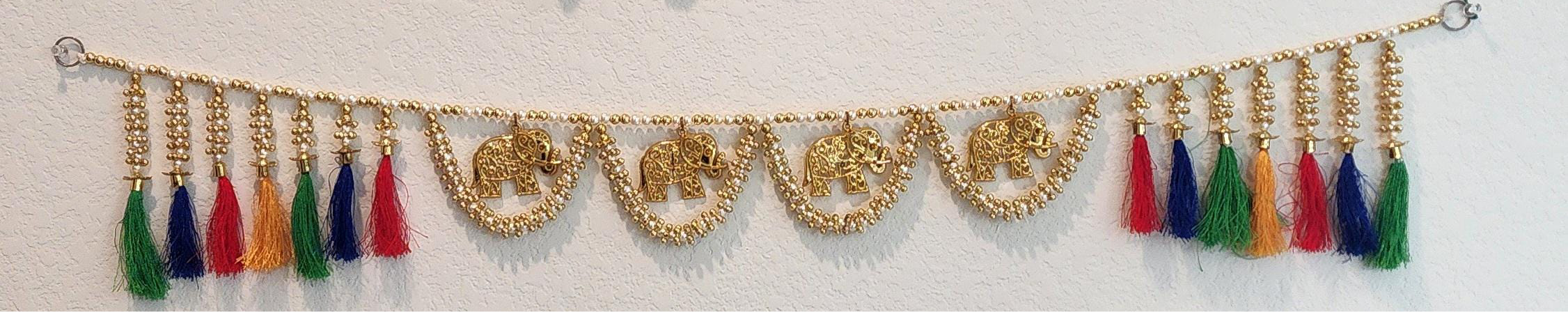 Handmade Silk Toran: Indian Wedding Door Hanging, Home Decor (36 x 5 inch)