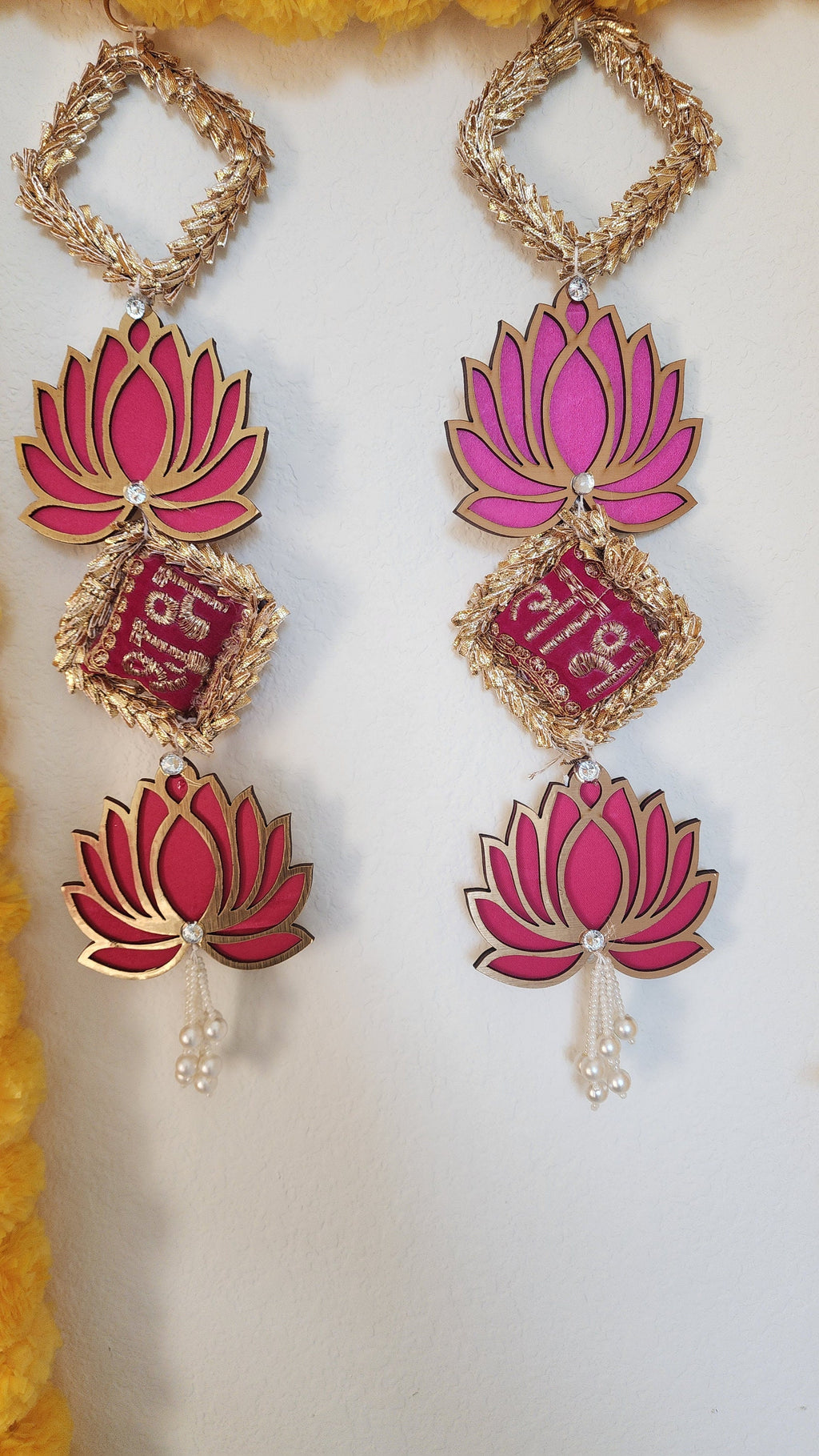 Lotus Shubh-Labh Hanging: Traditional Diwali Wedding Decor, 16 inches