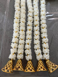 Mogra Bell Garland: White & Gold Artificial Flower String - Diwali Wedding Decor