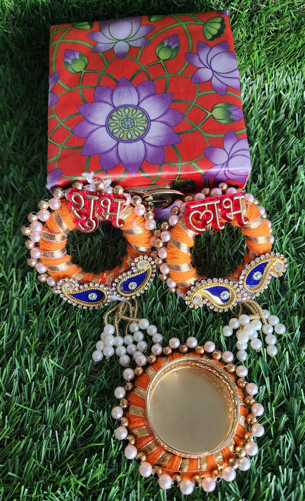 Pichwai Print Handmade Tea Light Holder Gift Box: Diwali Favor, Pooja Decor.
