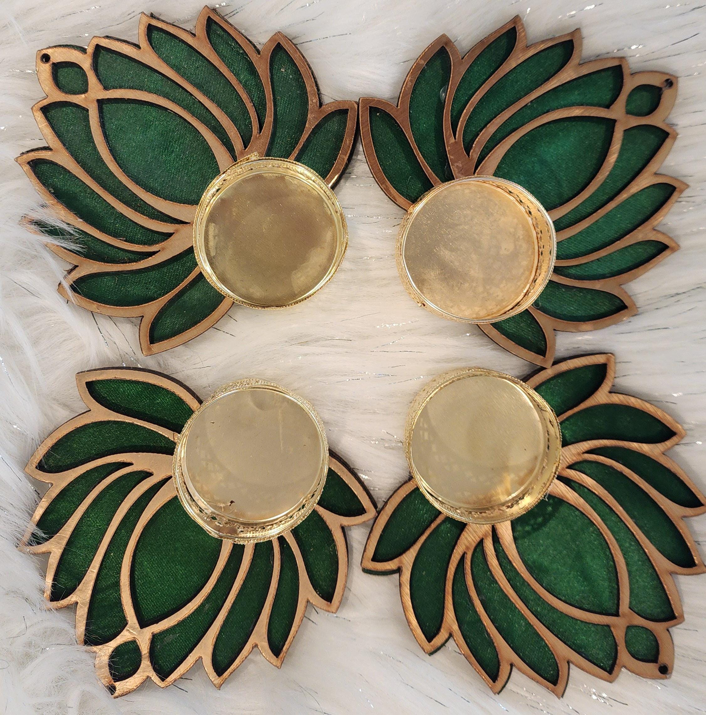 Wooden Handmade Lotus Tea Light Holders - Diwali Wedding Favors.