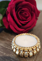 Gold Metal Tea Light Candle Holder with Ghungroo - Diwali Favor / pooja favor.