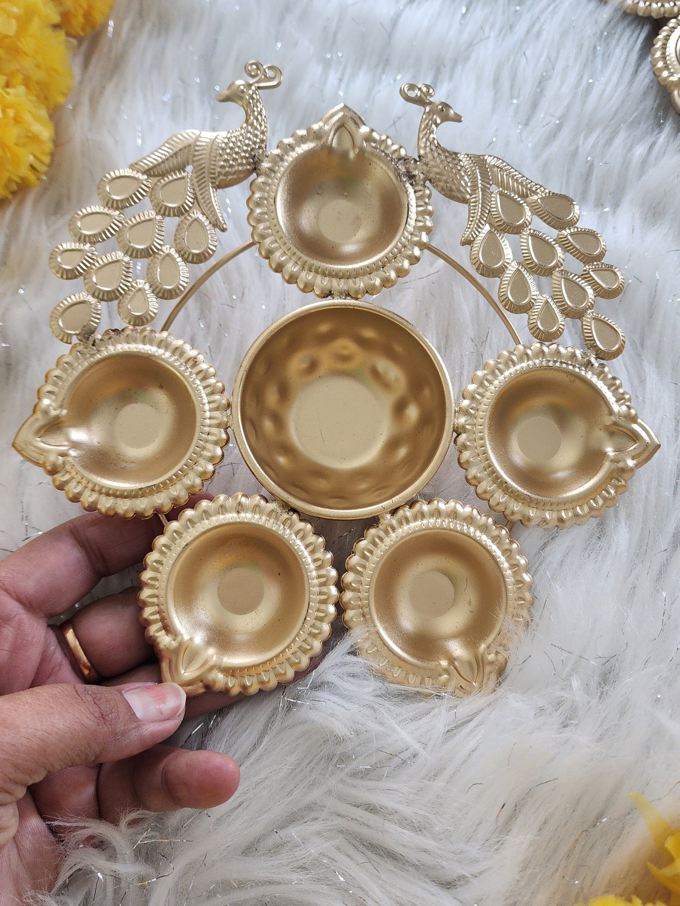 Metal Urli Diya Set: Gold Diwali Decoration, Housewarming Return Gift.