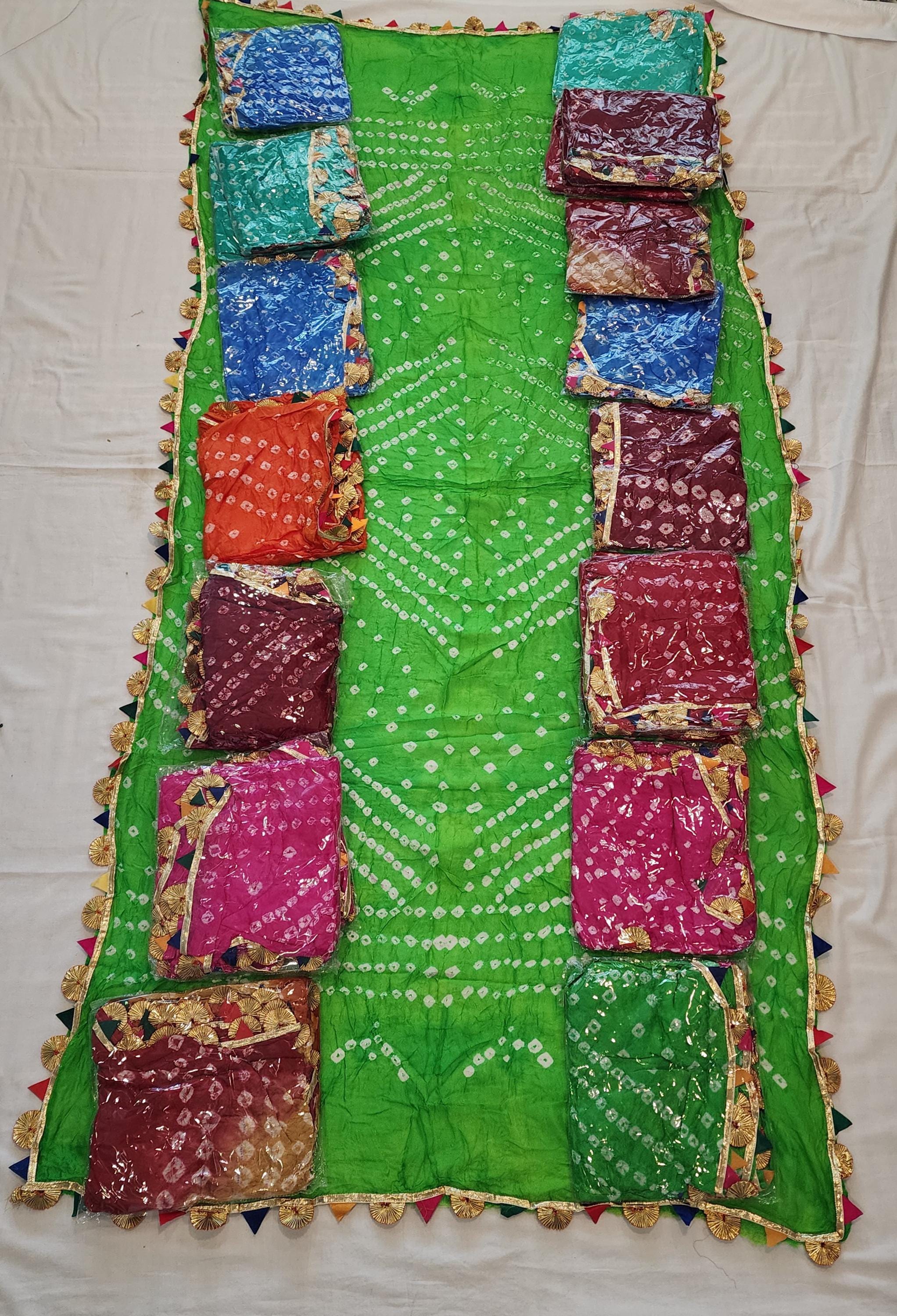 Bandhej Dupatta: Rajasthani Gotta Patti Scarf, Haldi Mehandi Wedding Favor