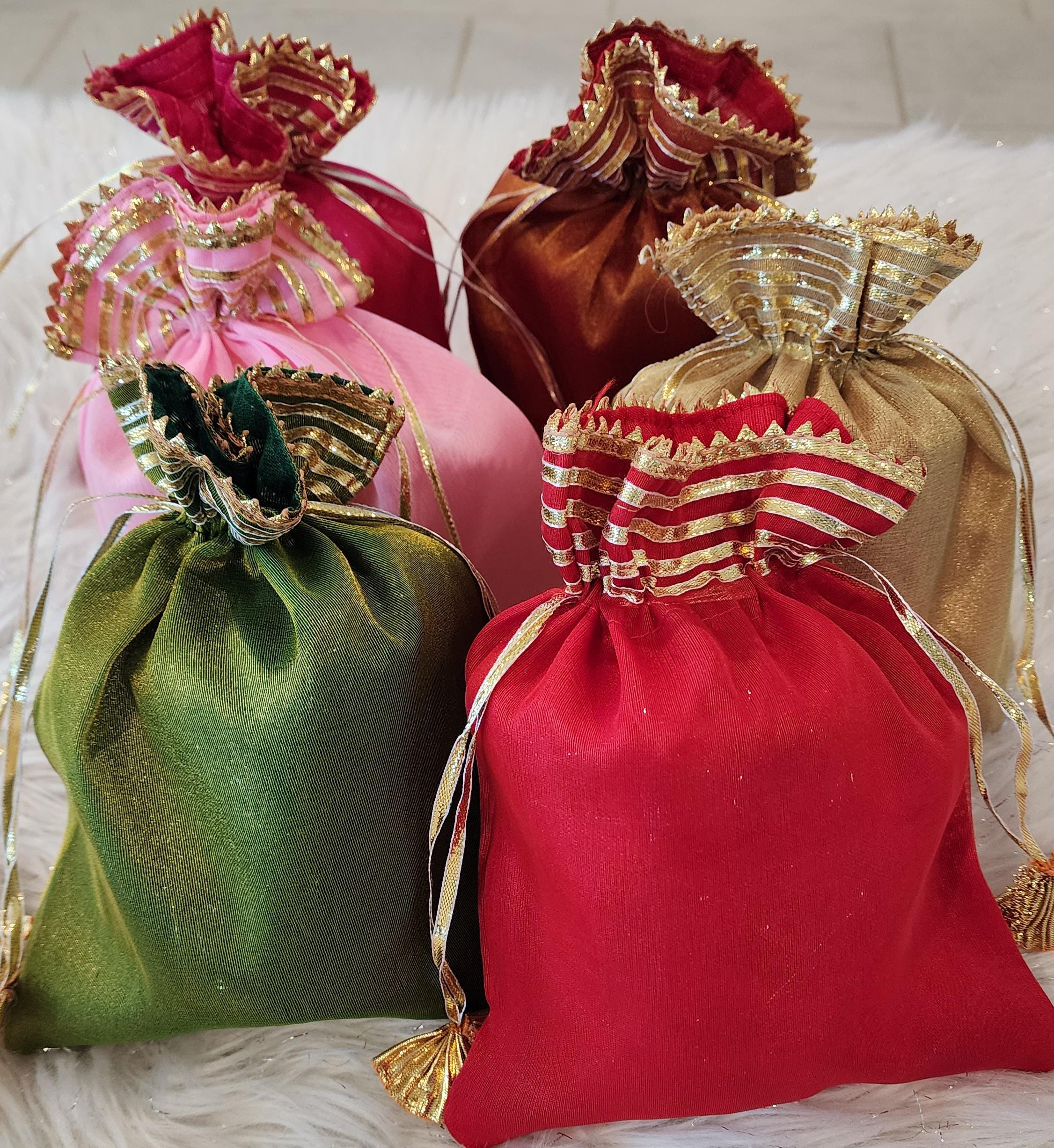 Embroidered Silk Potli Bags: Indian Wedding Favor Pouches