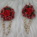 Floral Haldi Mehandi Jewelry Set: Indian Wedding Necklace, Earrings, Maang Tikka, Gajra
