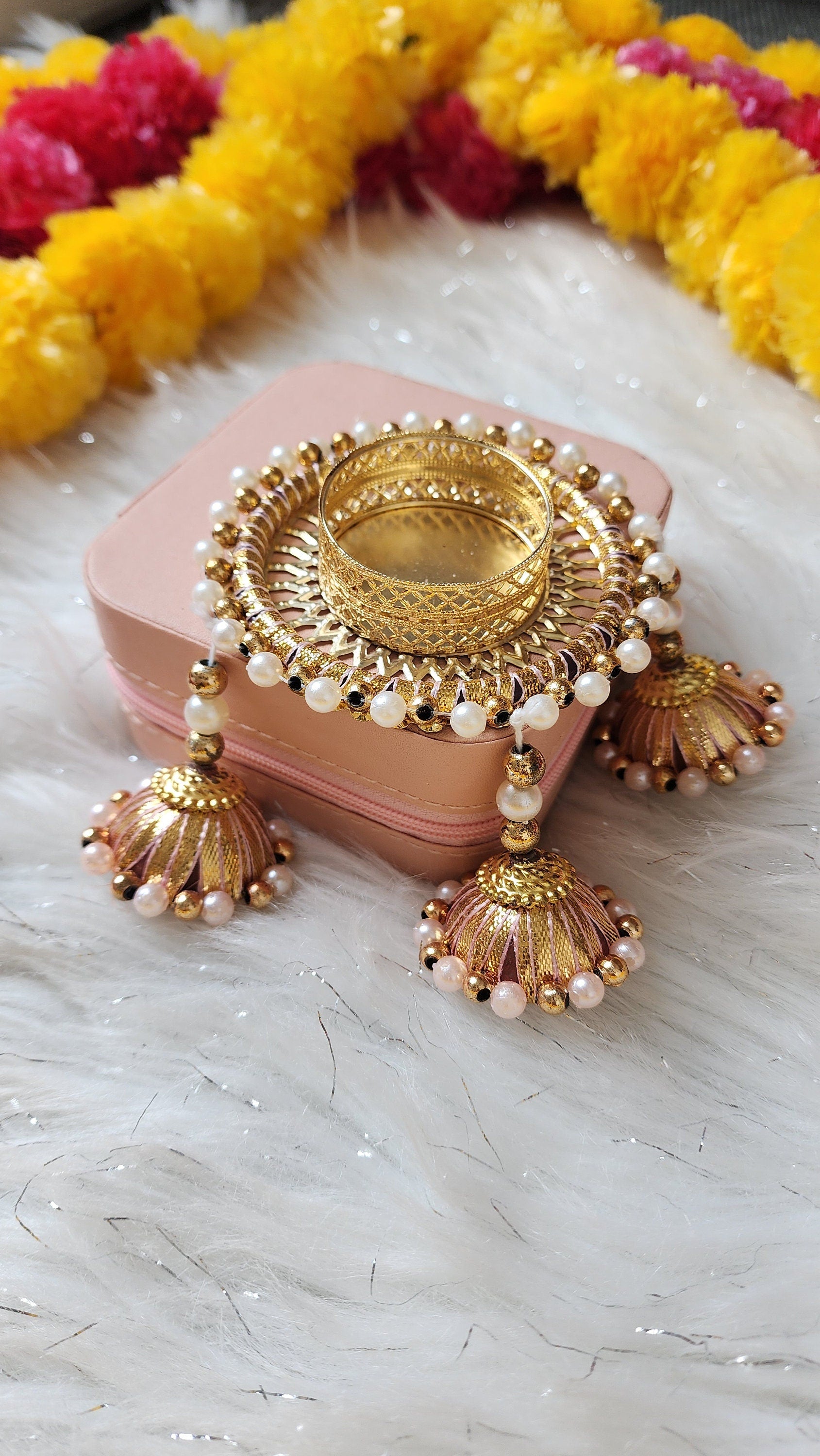Golden Tea Light Holder: Diwali Pooja Wedding Favor Decor.