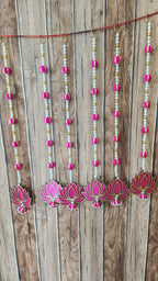 Pink Lotus Garland with Pearls Handmade Indian Wedding Hanging Mala - 24/30 inch