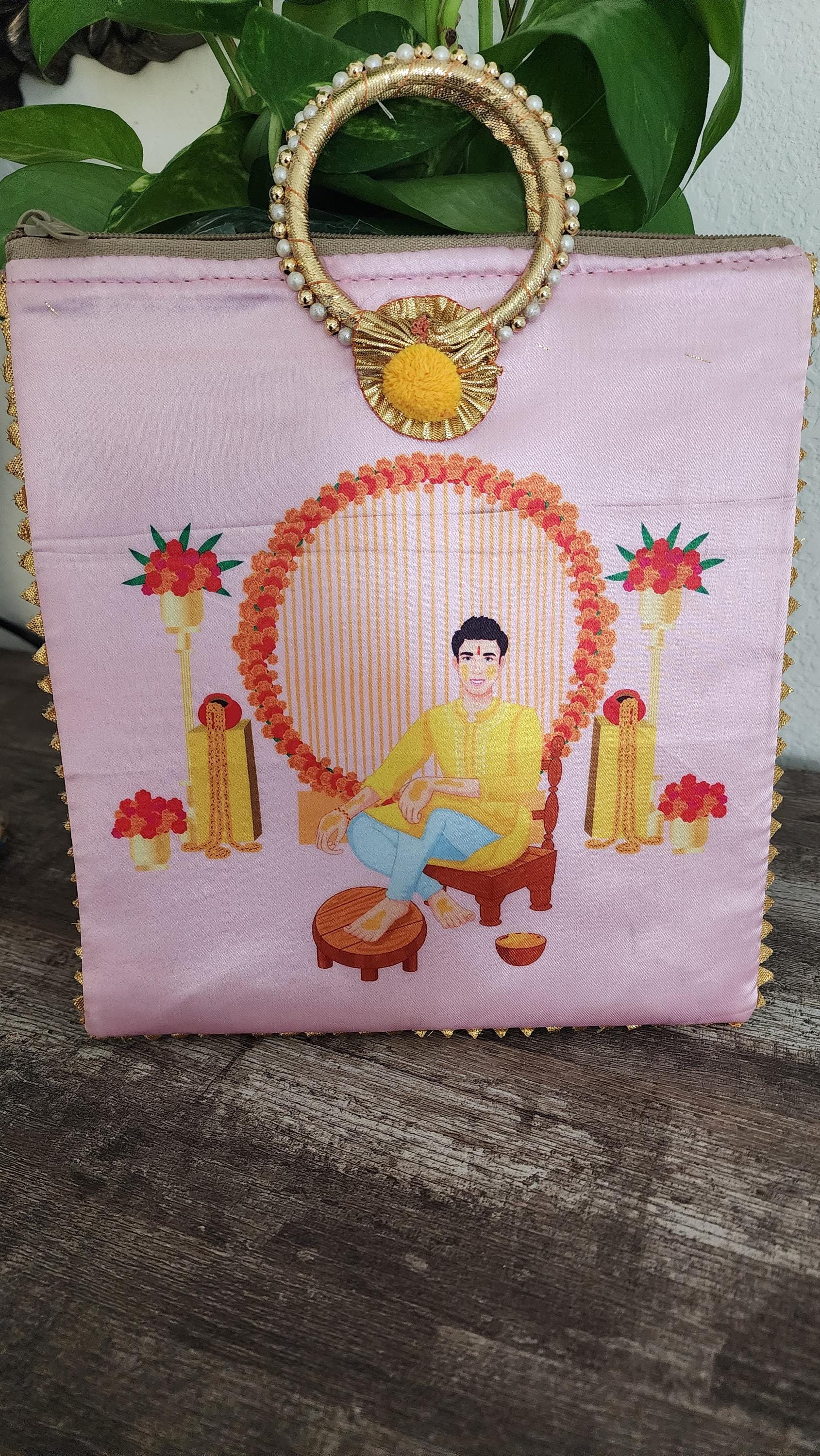 Silk Potli Favor Bags: Haldi Mehndi Wedding Return Gifts