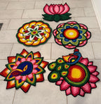 Indian Rangoli Mat-Wool Pooja Aasan, Diwali Wedding,Housewarming Decor.