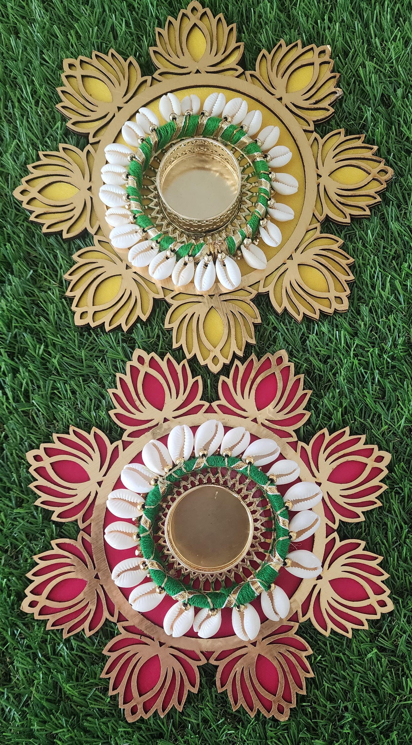 MDF Lotus Tealight Holder: Diwali Rangoli Decoration