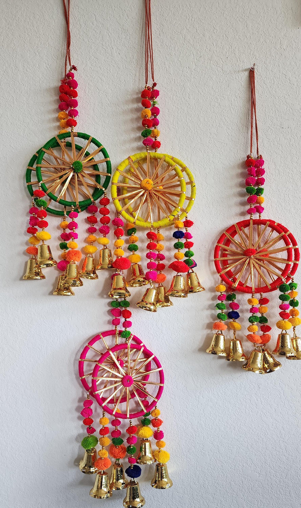 Indian Wedding Garland: Multicolor Pom Pom Gota Hanging