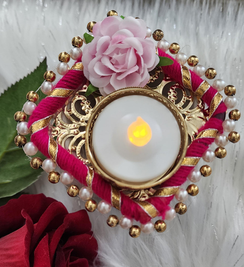 Handmade Tea Light Candle Holder: Diwali Favor Gift, Haldi Mehandi Decor