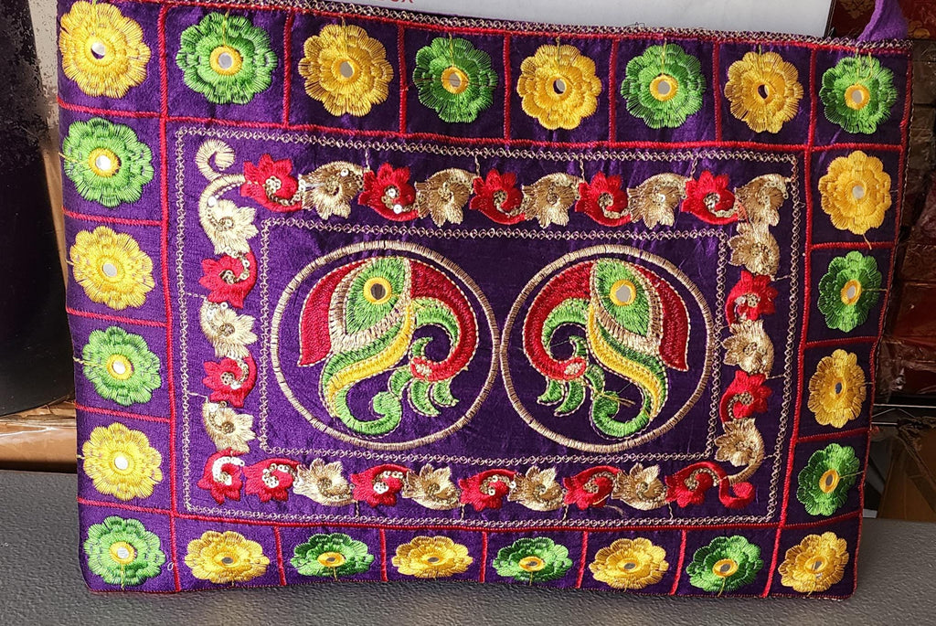 Indian Traditional Embroidered Work Peacock Jhola Bag. Crossbody Shoulder bags .