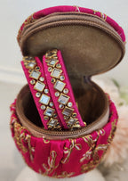 Embroidered Matki Bangle Box: Indian Jewelry Organizer, Wedding Favor.