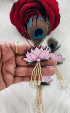Peacock Feather Wedding Brooches: Lotus Kundan Indian Favor Pins