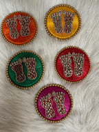 Kundan Handmade Lakshmi Paduka: Diwali Pooja Decor - 3 Inch.