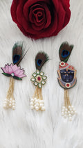 Peacock Feather Wedding Brooches: Lotus Kundan Indian Favor Pins