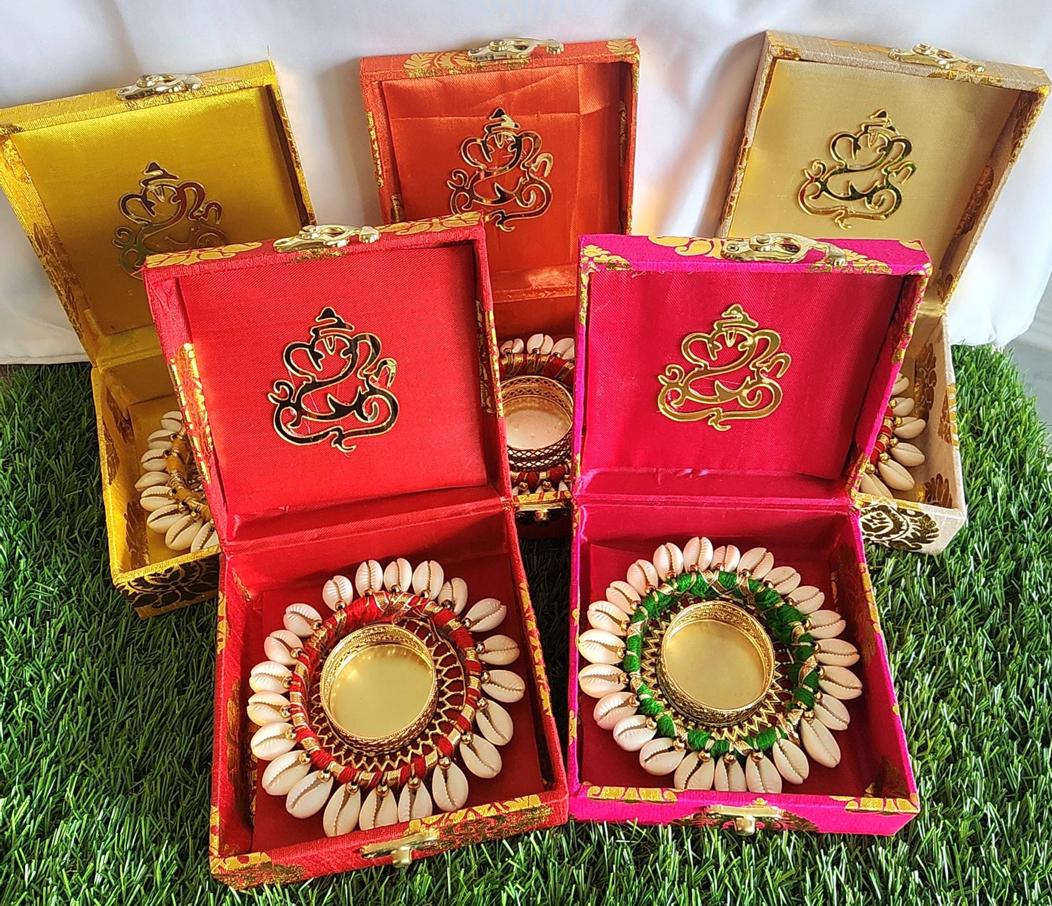Ganesha Tea Light Favor Box: Diwali, Wedding, Pooja Decor