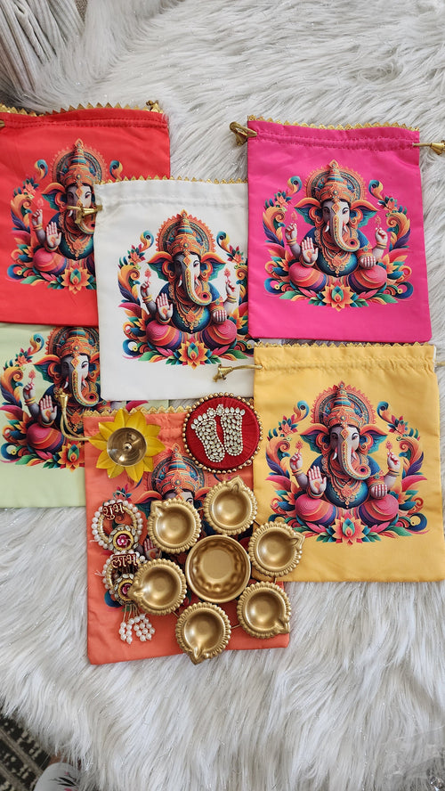 Diwali Potli Bag Set: Pooja Favors, Housewarming Gifts