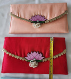 Lotus with moti Latkan Potli Purse: Handmade Indian Wedding Favor Bag and purse.