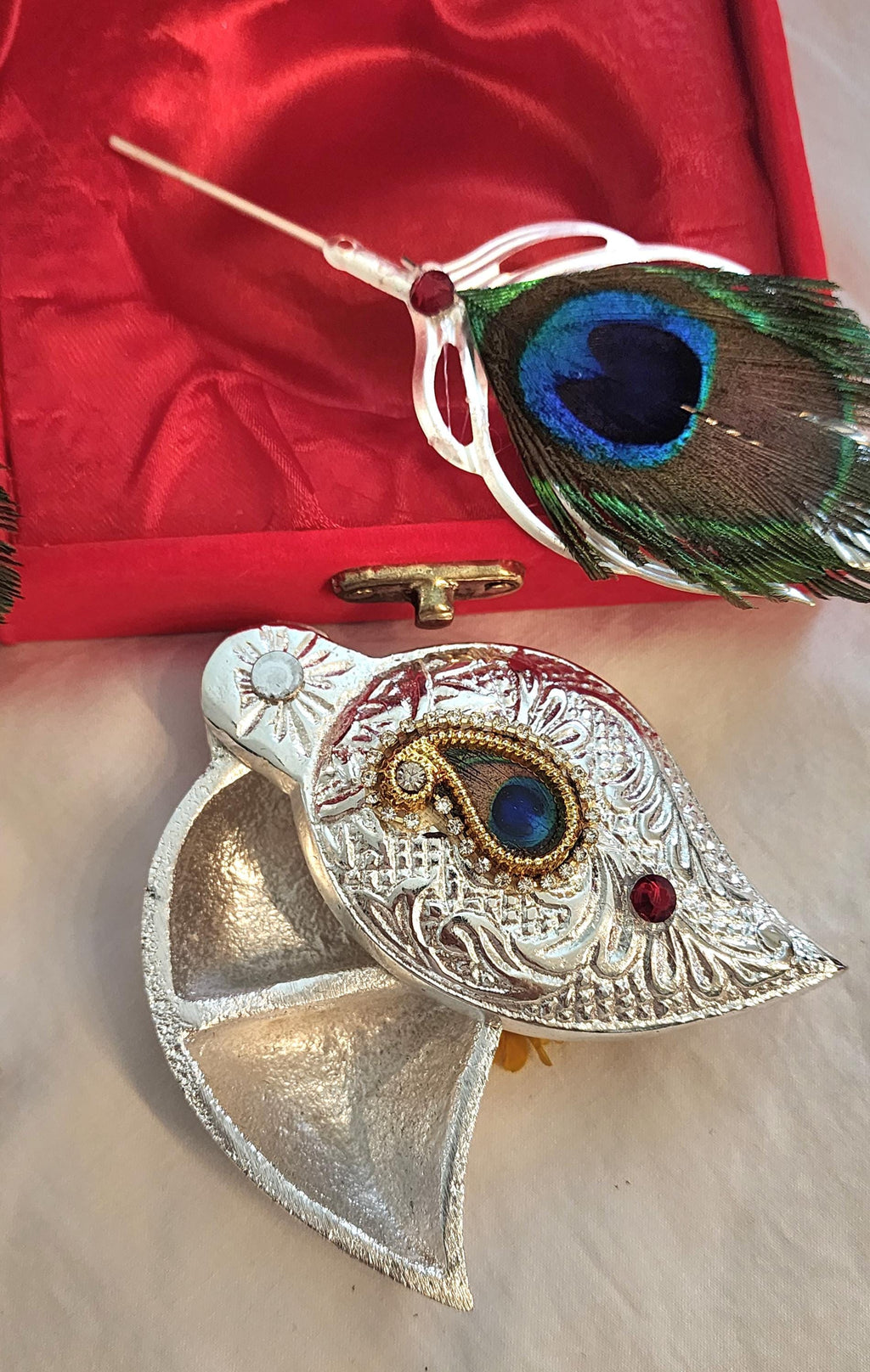 Handmade German Silver Haldi Kumkum Holder: Chopra Box, Puja Gift