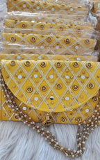 Handcrafted Mirror Work Clutch: Indian Wedding Favor Gift Bag