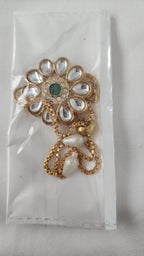 Handmade Kundan Rakhi Set: Pearl Haldi Kumkum Plate, Roli Chawal