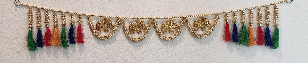 Handmade Silk Toran: Indian Wedding Door Hanging, Home Decor (36 x 5 inch)