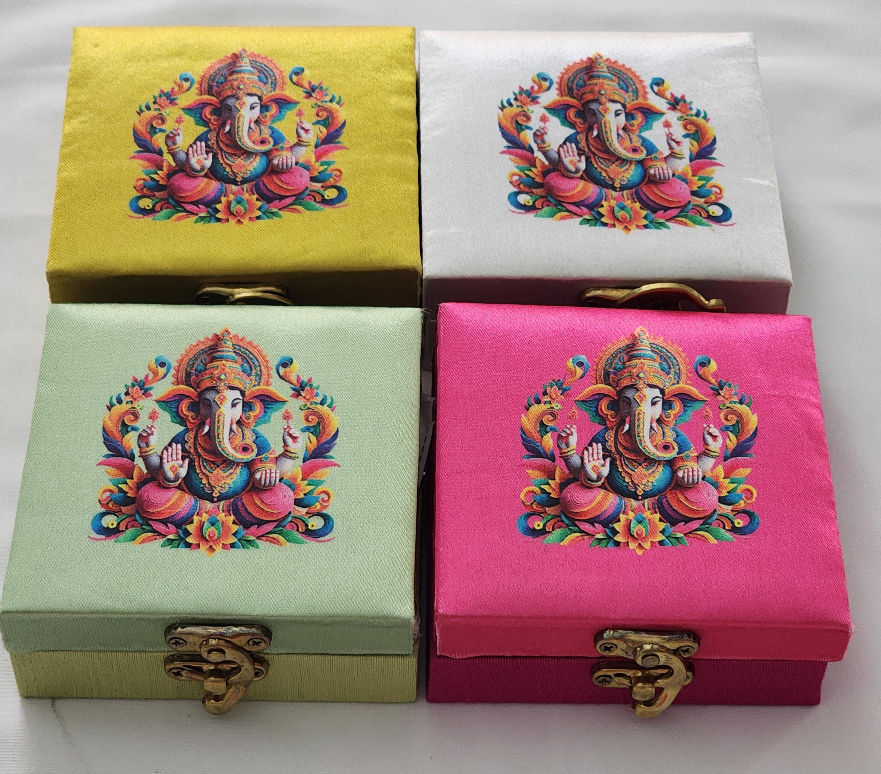 Ganesa Laxmi Tea Light Holder Box: Diwali Wedding Favor Return Gift