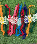 Handmade Multi Color Beaded Rakhi: Kundan Pearl Chain Set