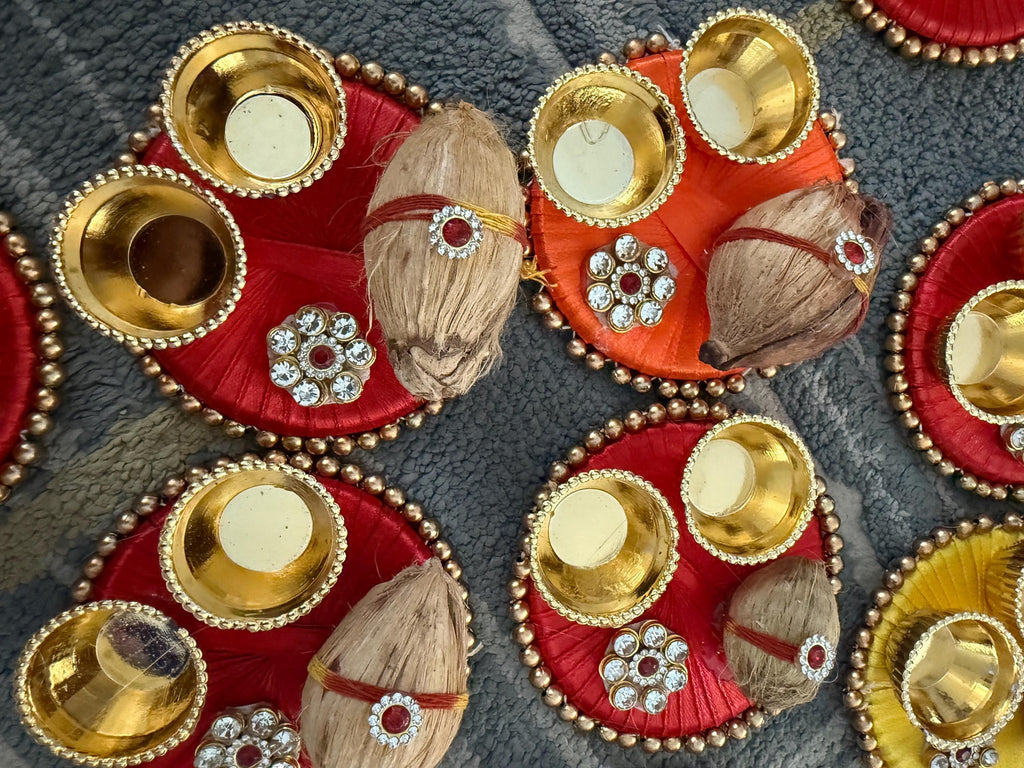 Handmade Haldi Kumkum Plate: Pooja Decor, Mehndi Favors