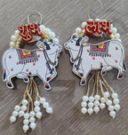 Pichwai Handmade Cow Shubh-Labh Hanging: Diwali Mandir Decor.