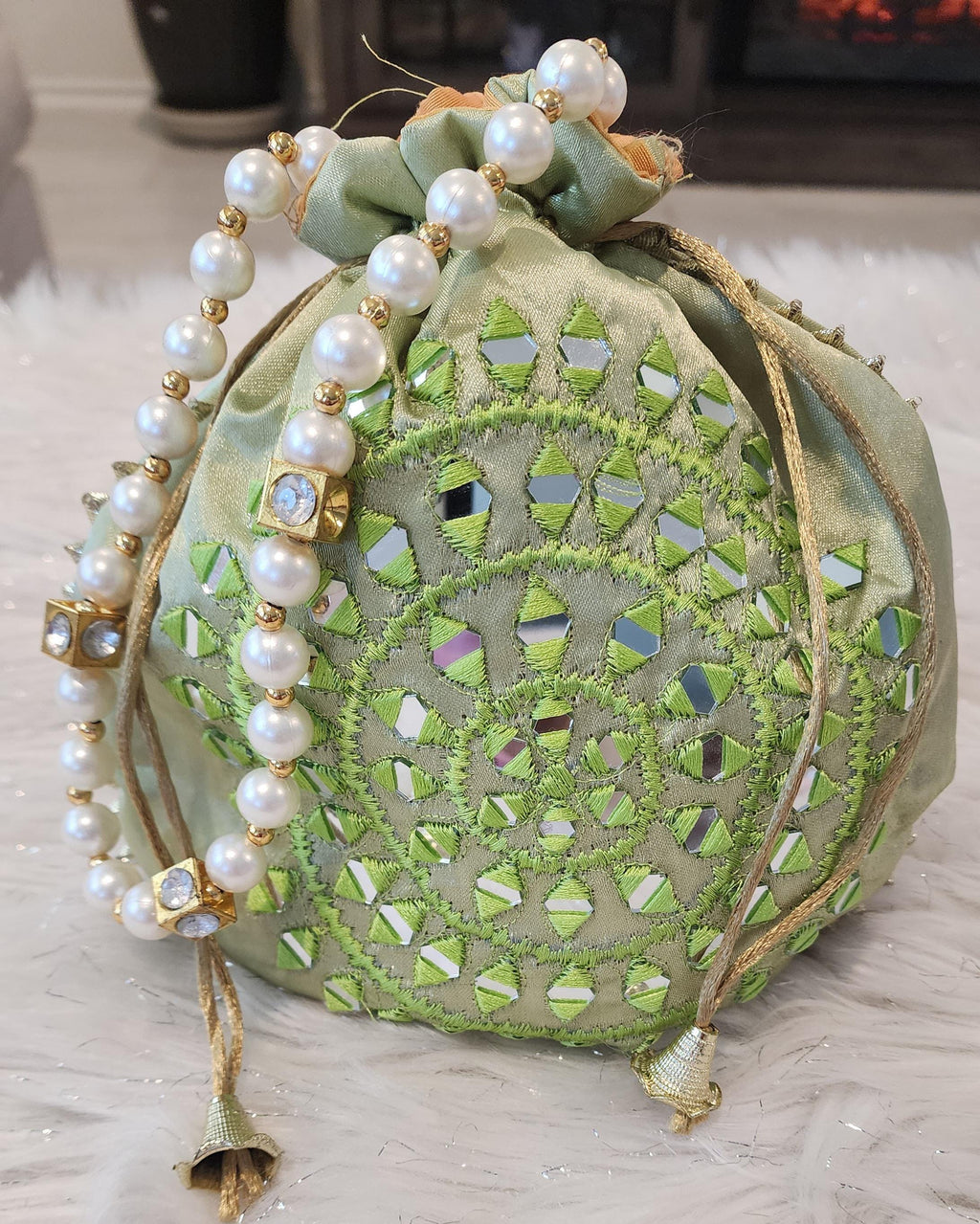 Handcrafted Moti Work Potli Bag: Indian Wedding Favor
