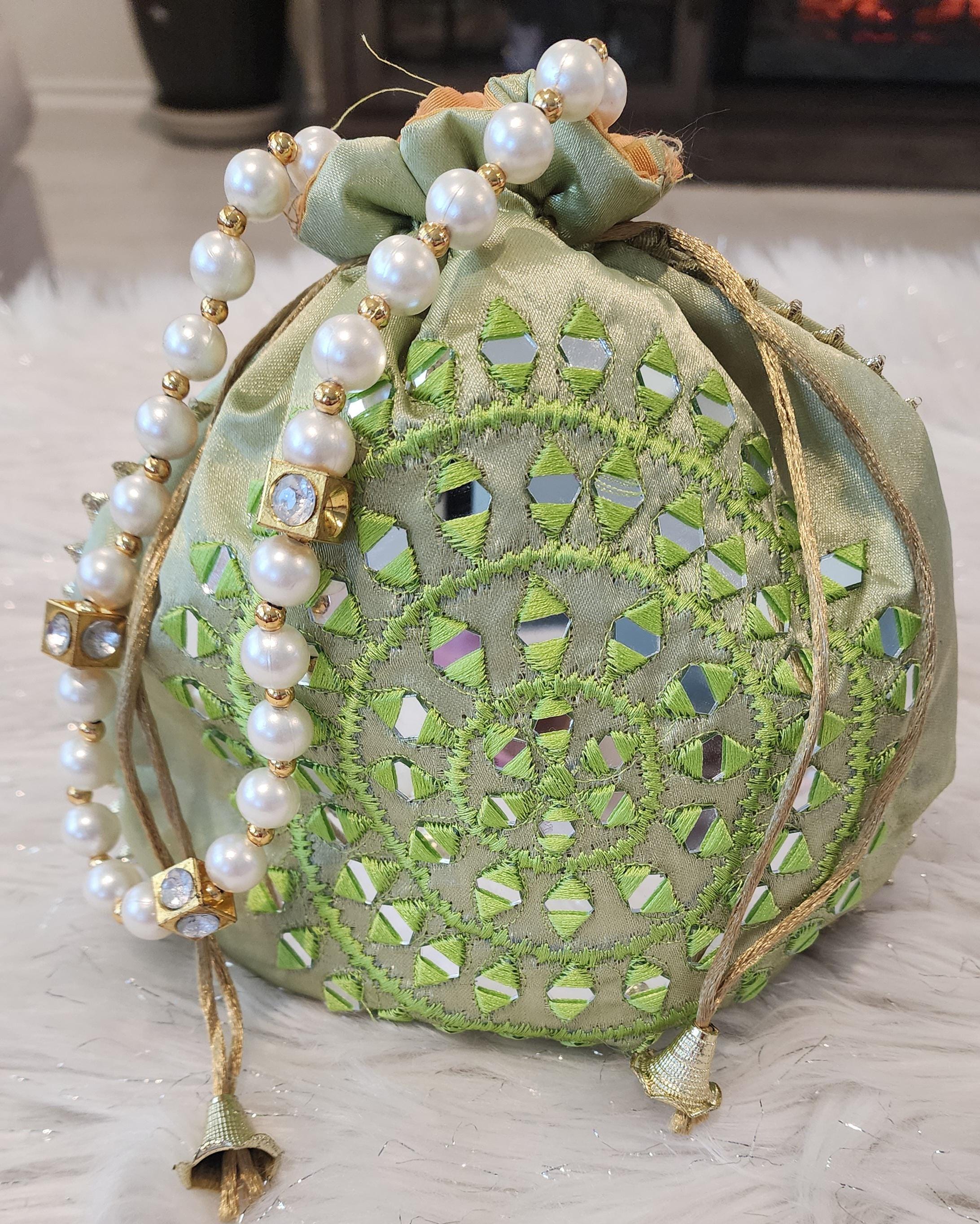 Handcrafted Moti Work Potli Bag: Indian Wedding Favor