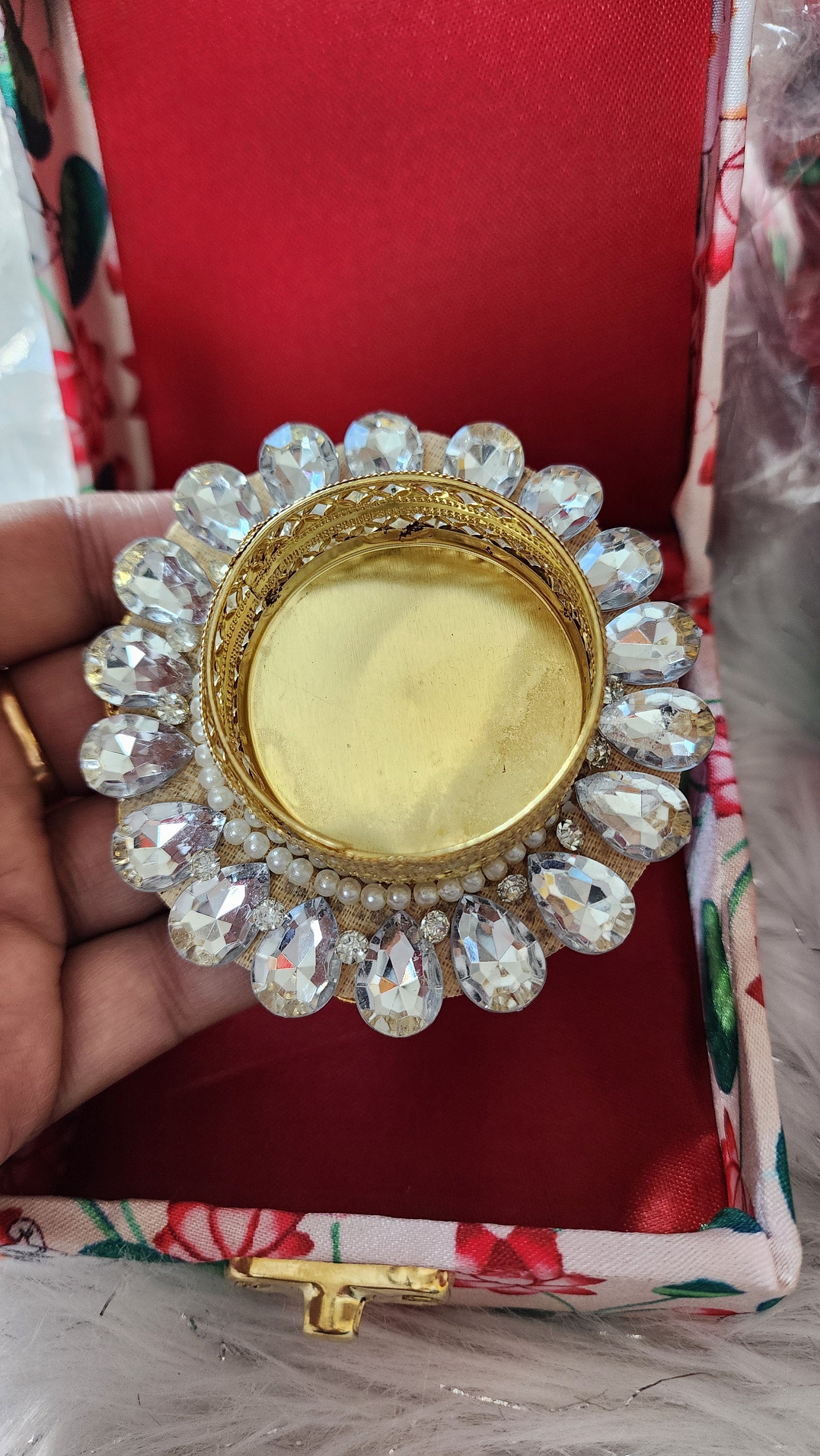 Pichwai Print Handmade Box with T Light Candle Holder