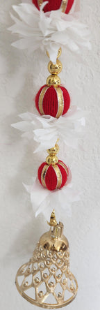 Ganpati Garland: Golden Pearls, Red Buds, Indian Wedding Decor (45/50 inch)