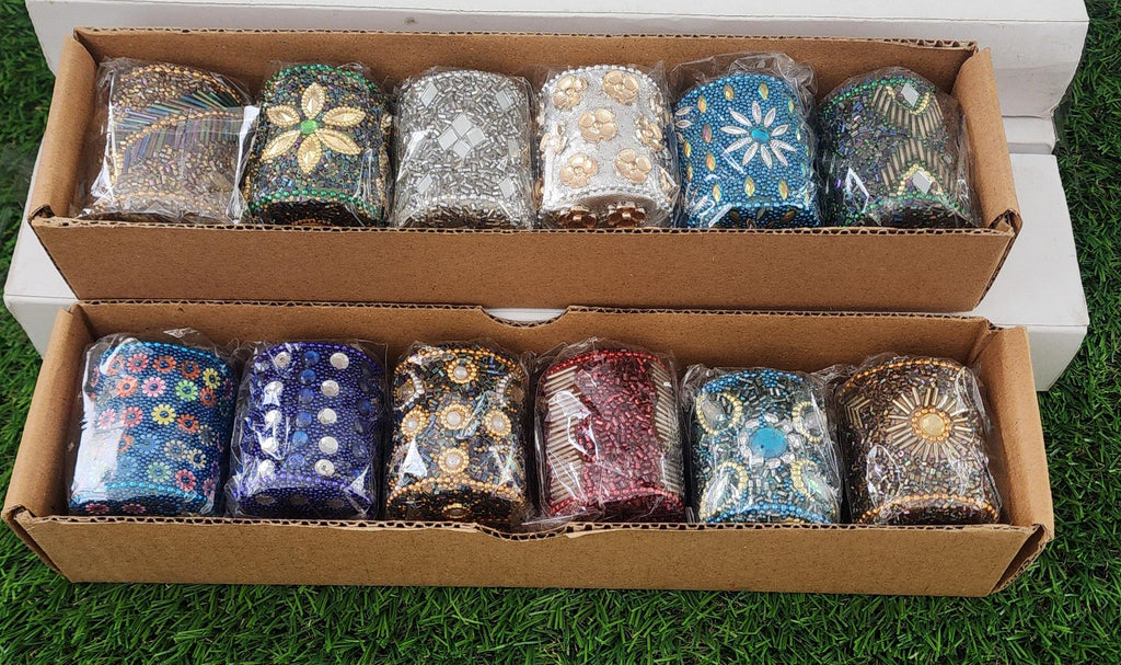 Handcrafted Haldi Kumkum Holder Set: Beaded Wedding Favor Gift