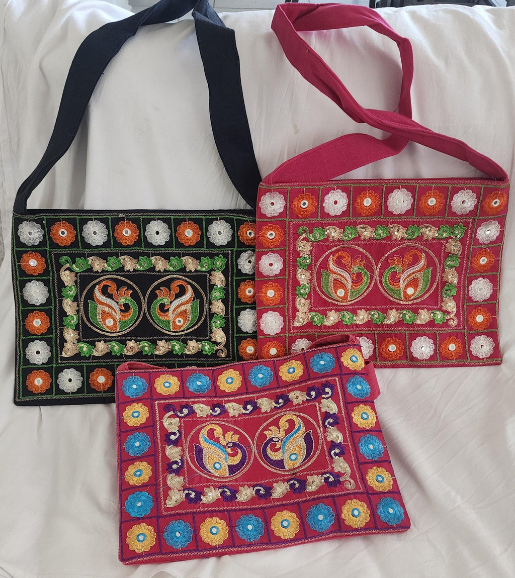 Indian Traditional Embroidered Work Peacock Jhola Bag. Crossbody /Shoulder bags for women.