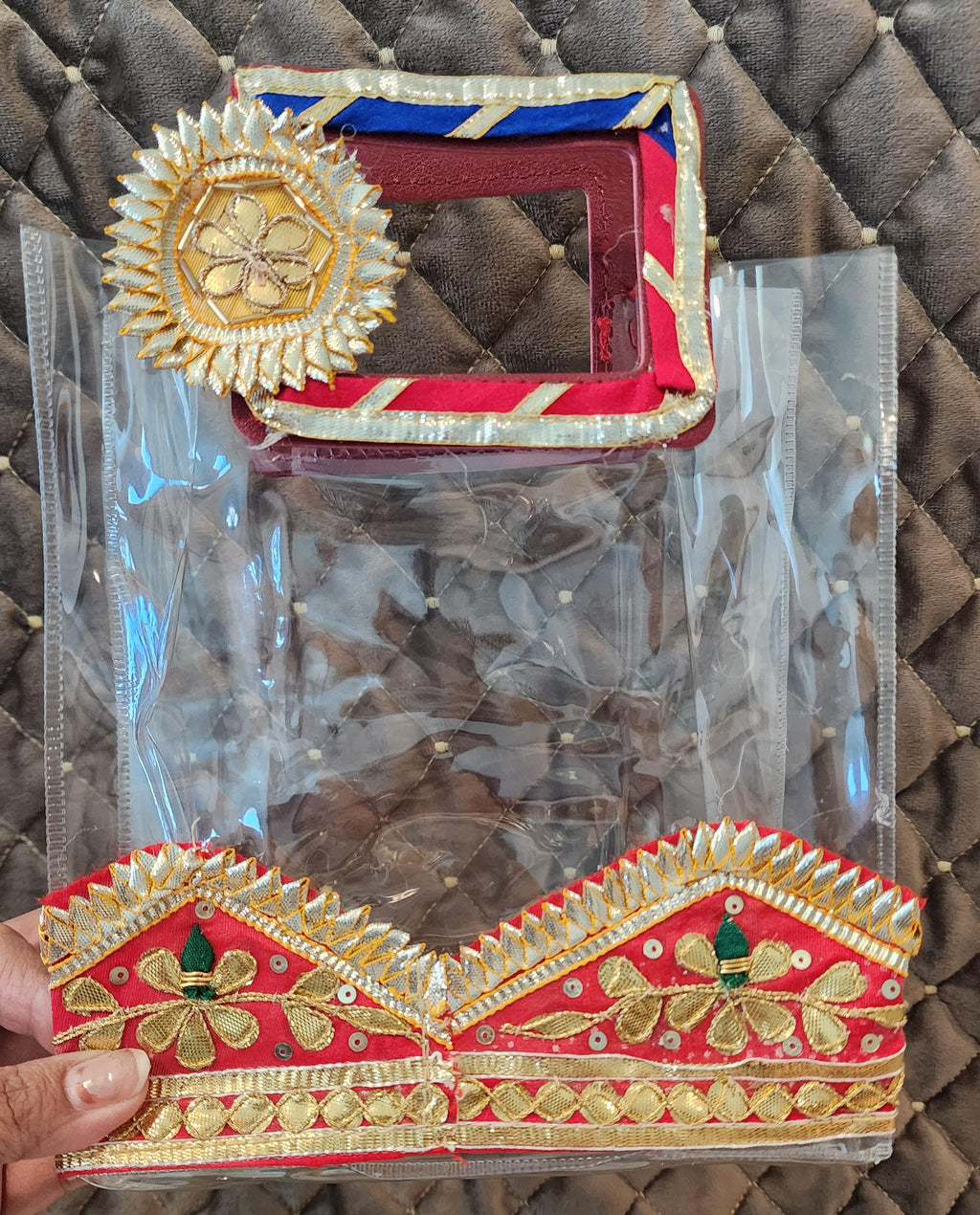 Handcrafted Gotapati Transparent Gift Bag: Pooja Favor, Wedding, Christmas gift.