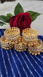 Gold Metal Tea Light Candle Holder with Ghungroo - Diwali Favor / pooja favor.